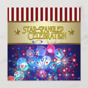 Red White en Blue Fireworks, 4 juli uitnodigingen