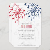 Red White en Blue Fireworks, 4 juli uitnodigingen (Voorkant / Achterkant)