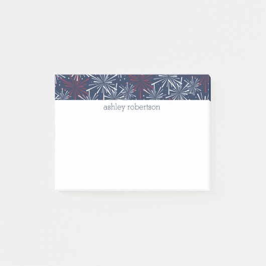 Red White en Blue Fireworks Pattern Post-it® Notes (Voorkant)