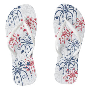 Red White en Blue Fireworks & Stars 4 juli Teenslippers