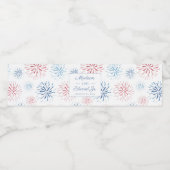 Red White en Blue Fireworks Weduwparty Waterfles Etiket (Enkel label)