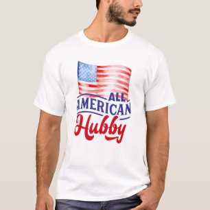 Red white en blue floral All American Hubby T-shirt