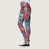 Red White en Blue Floral Paisley Bohemian Boho Leggings (Links)