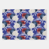 Red, White en Blue Floral USA Pattern Inpakpapier Vel (Voorkant 3)
