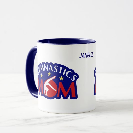 Red White en Blue Gymnastics Mam Personalized Mok (Voorkant links)