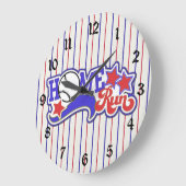 Red White en Blue Home Run Baseball Striped Clock Grote Klok (Hoek)