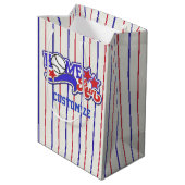 Red White en Blue Home Run Baseball Striped Medium Cadeauzakje (Achterkant Gekanteld)