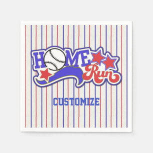 Red White en Blue Home Run Baseball Striped Napkin Servetten