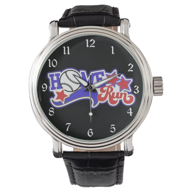 Red White en Blue Home Run Baseball Wrist Watch Horloge (Voorkant)