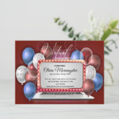 Red White en Blue Laptop Virtual Graduparty Kaart (Staand voorkant)