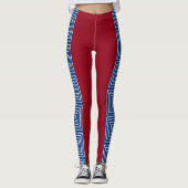 Red White en Blue Maze African Mud Cloth Leggings (Voorkant)