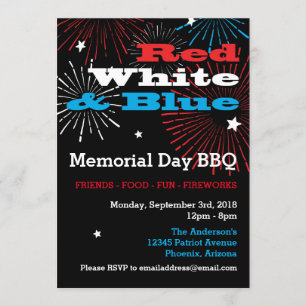 Red White en Blue Memorial Day BBQ Kaart