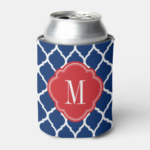 Red White en Blue Moroccan Quatrefoil Monogram Blikjeskoeler