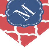 Red White en Blue Moroccan Quatrefoil Monogram Korte Tafelloper (Hoek)