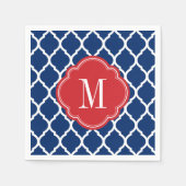 Red White en Blue Moroccan Quatrefoil Monogram Servetten (Voorkant)