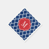 Red White en Blue Moroccan Quatrefoil Monogram Servetten (Hoek)