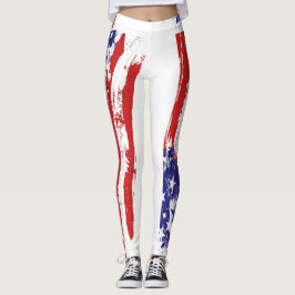 Red White en Blue, Patriot, Freedom, American Flag Leggings