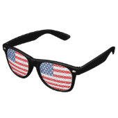 Red White en Blue Patriotic USA American Flag Retr Retro Zonnebril (Gekanteld)