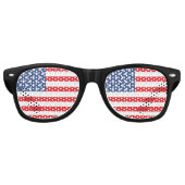 Red White en Blue Patriotic USA American Flag Retr Retro Zonnebril (Voorkant)