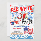 Red White en Blue Pool Party nodigen Kaart (Voorkant)