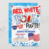 Red White en Blue Pool Party nodigen Kaart (Voorkant / Achterkant)