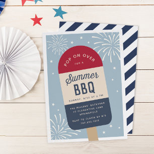  Red White en Blue Pop Summer BBQ Kaart