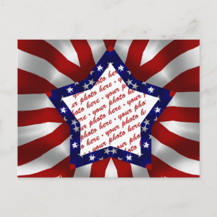 Red White en Blue Satin Star Photo Lijst Briefkaart