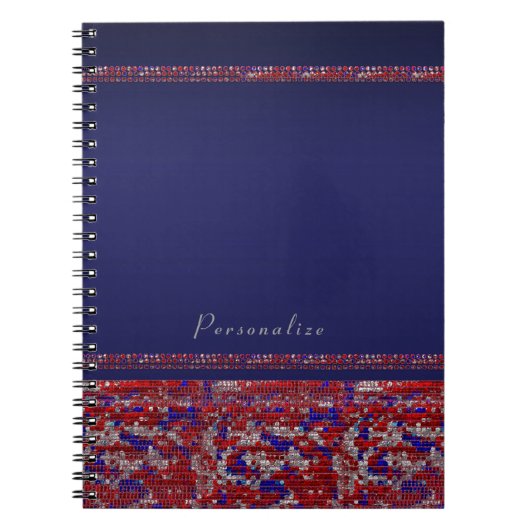 Red White en Blue Sparkle Sequins op 4 juli Bling Notitieboek (Voorkant)