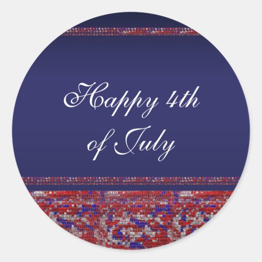 Red White en Blue Sparkle Sequins op 4 juli Ronde Sticker (Voorkant)