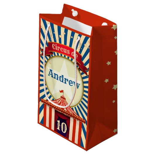 Red White en Blue Star Circus Big Top Klein Cadeauzakje (Voorkant Gekanteld)