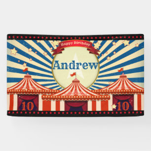 Red White en Blue Star Circus Big Top Spandoek
