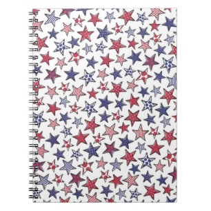 Red White en Blue Stars America Patriottic Notitieboek