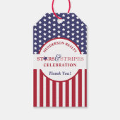 Red White en Blue Striped American vlag Cadeaulabel (Voorkant)
