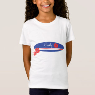 Red White en Blue Surfboard Hibiscus T-shirt