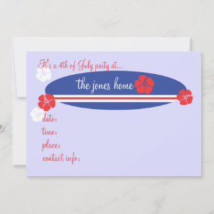 Red White en Blue Surfing Hibiscus Kaart