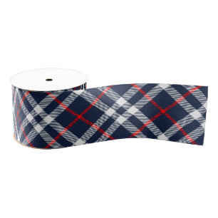 Red White en Blue Tartan Grosgrain Lint