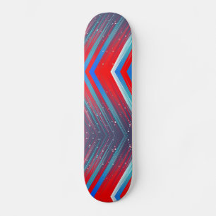 Red White en Blue Zig Zag Pattern Skateboard