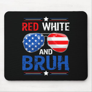 Red White en Bruh Happy 4th of July Patriottische  Muismat