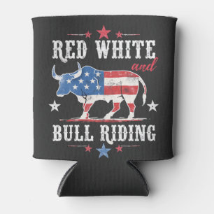 Red White en Bull rijden op Amerikaanse cowboys Blikjeskoeler