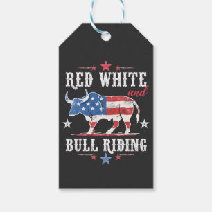 Red White en Bull rijden op Amerikaanse cowboys Cadeaulabel