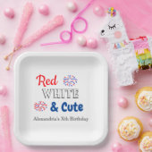 Red White en Cute, 4 juli Papieren Bordje (Feest)