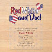 Red White en Due 4 juli Co ed Baby shower Acryl Uitnodigingen (Voorkant)