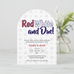 Red White en Due 4 juli Co ed Baby shower Kaart