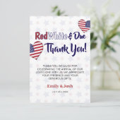 Red White en Due 4e juli Baby shower Bedankkaart (Staand voorkant)