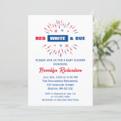 Red White en Due Patriotic Baby shower 4 juli Kaart (Staand voorkant)