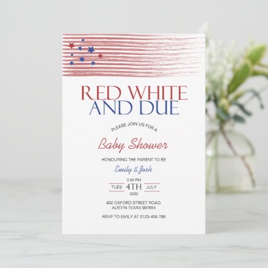 Red White en Due USA Flag Baby shower Kaart (Staand voorkant)