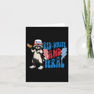Red White en Feral Funny Raccoon 4 juli Sayi Kaart