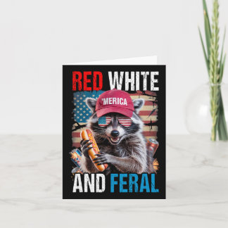 Red White en Feral Funny Raccoon Patriotic 4e van Kaart