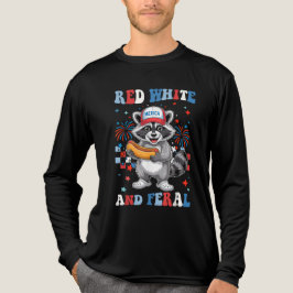 Red White en Feral Raccoon Schattige op 4 juli Tri-Blend Shirt