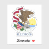 Red White en Gold Eagle Flag van Illinois Sticker (Vel)